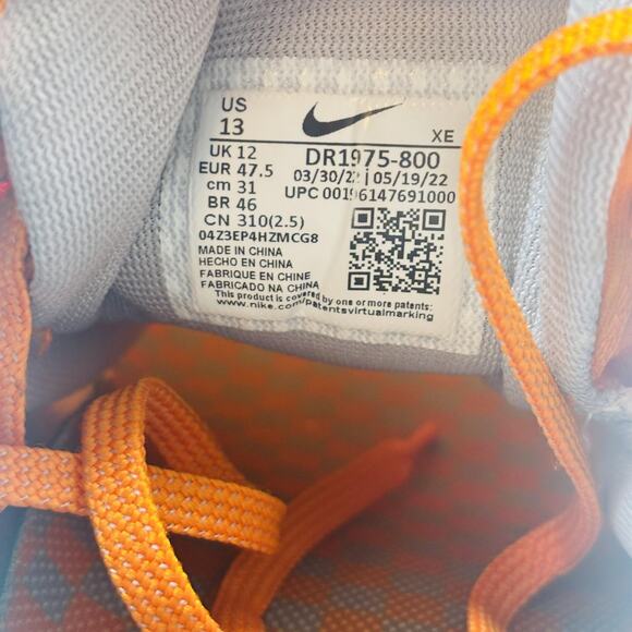 Nike Shoes Mens 13 Orange Air Zoom Pegasus 39 Tennessee Volunteers NCAA Running - Picture 9 of 12